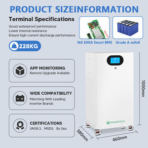 Grandtech เครื่องเก็บพลังงานในครัวเรือน5KW 10kW 60KWH แบตเตอรี่ลิเธียม30kwh 20kwh - Product Image 3