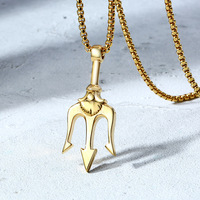 Pendentif personnalisé Sea King Poseidon Trident Bijoux de protection Cadeau de marin en acier inoxydable Collier amulette Grèce antique