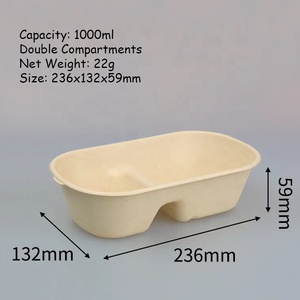 Hộp Đựng Thức Ăn Nhanh Có Thể Phân Hủy Sinh Học Hộp Đựng Thức Ăn Mang Về Bát Và Đĩa 2 Ngăn Hộp Chia Mía Dùng Một Lần Hộp Cơm Bento - Product Image 3