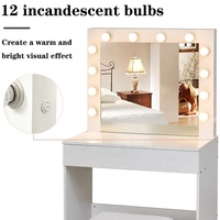 Coiffeuse vanité moderne en bois blanc avec miroir à Led, coiffeuse tendance