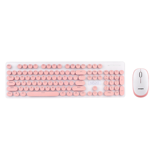New Alliance N520 <span class=keywords><strong>Wireless</strong></span> Punk <span class=keywords><strong>Mechanical</strong></span> Feeling <span class=keywords><strong>Keyboard</strong></span> and Mouse Set Office Business Girls Retro Round <span class=keywords><strong>Keys</strong></span> <span class=keywords><strong>Keyboard</strong></span> and Mo - Product Image 1
