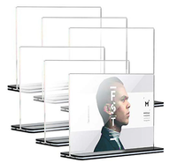 Présentoir d'affichage de bureau en acrylique transparent en forme de T, base noire, affichage de menu double face