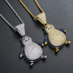 Collier pour homme en gros, collier avec pendentif <span class=keywords><strong>Pokémon</strong></span> Go Kirby, plaqué or 18 carats, laiton, zircon, bijoux hip hop, cadeau de fête - Product Image 4