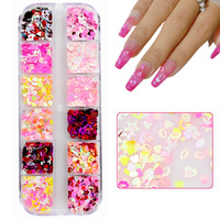 Vente en gros de bijoux scintillants pour la Saint-Valentin Nail Art Paillettes en forme de coeur Patch pour ongles Papillon Nail Art Charms