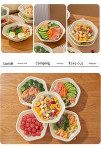 Conteneurs alimentaires jetables biodégradables en amidon de maïs pour vente en gros, boîtes à emporter 750ml 1100ml 1600ml, bols à salade hexagonaux - Product Image 3