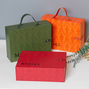 Tiroir coulissant de luxe boîtes de perruque de faveur de mariage emballage de Logo personnalisé emballage de boîte-cadeau de Noël avec poignée en cuir - Product Image 3