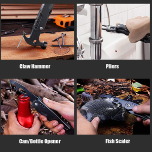 Outil multifonctionnel d'extérieur pour le camping, la survie et les situations d'urgence, marteau à griffes pliable en acier inoxydable multi-usages avec embout tournevis - Product Image 6