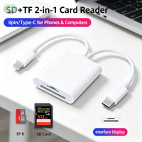 Câble lecteur de carte intelligent USB C+iOS, compatible avec iPad, tablette Android, lecteur de carte mémoire SD TF portable, interface Type-C