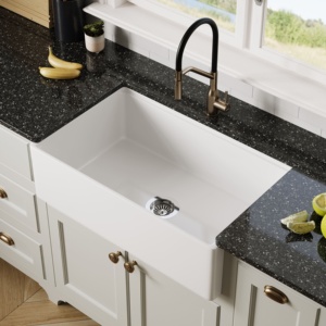 Fregadero de <span class=keywords><strong>cocina</strong></span> de cerámica de arcilla refractaria blanca de 33 pulgadas, hecho a mano, estilo rústico, con delantal frontal y un solo tazón, fregadero profundo hecho a mano - Product Image 3