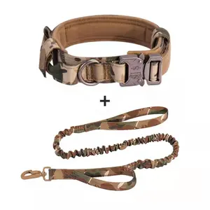2 Stück Luxus verstellbares großes Haustier Hunde training Taktisches Halsband und Leine Set