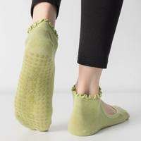 Vente en gros de bas de yoga personnalisés Chaussettes de cheville pour femmes, de fitness, de pilates, de sport professionnel, en dentelle, pour intérieur