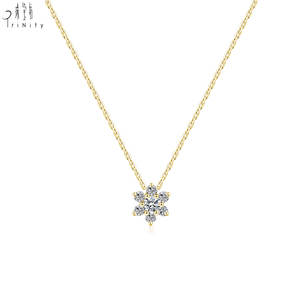 Proveedor de Hong Kong, Collar con Colgante de Copo de Nieve de Oro Sólido de 18K con Diamantes Naturales, Estilo Moderno, para Niñas, Regalo de Cumpleaños - Product Image 2