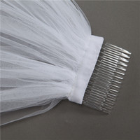 Personnalisable belle conception simple appliqué tulle dentelle une couche longue robe de mariée voile avec peigne