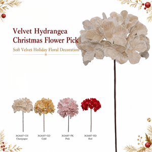 Guirnalda Navideña al por Mayor, Decoración para Árbol, Flor Artificial de Hortensia con Terciopelo y Brillo - Product Image 1