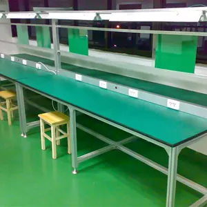 Mesa de trabajo de línea de montaje de producción de laboratorio industrial, banco de trabajo antiestático para accesorio de teléfono móvil de computadora
