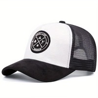 Casquette Trucker en Jean à 5 Panneaux, Nouveau Design, Logo Gaufré, Motif Tropical, Tissu Standard, pour Entreprise, Vente en Gros Direct Usine
