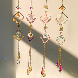 Crystal Handmade Round Suncatcher Ornament Boho Style DIY Business Gift for Home Window Decor