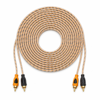 Câble audio RCA 2RCA mâle vers 2RCA mâle plaqué or, cordon d'interconnexion stéréo, gaine transparente, fil orange et noir pour amplificateur de voiture