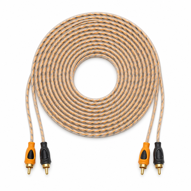 RCA Audio Cable 2RCA Male to 2RCA Male Gold Plated Stereo Interconnect Cord, Clear Jacket Orange Black Wire for Car Amplifier