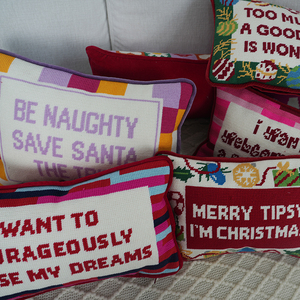 SHN038 BE Naughty Save Santy The Trip bordado funda de cojín hogar decorativo personalización lujo bordado almohada - Product Image 5