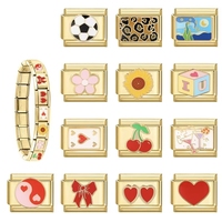 Module de bijoux italien DIY personnalisable, style rétro doré, pour bracelets et colliers, accessoires exquis, pour le marché international
