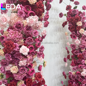 Guirlande florale fuchsia de haute qualité LEDA, fleurs en arc rose vif pour mariage, fête, décoration intérieure, vente en gros - Product Image 3