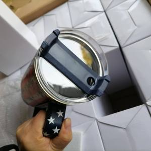 40 oz Stainless Steel Tumbler with Handle Lid and Straw Travel Car <b>Mug</b> Lacquer USA National Flag 12-24hr <b>Thermal</b> - Product Image 4