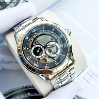 Montre classique pour homme, série squelette, bracelet en acier inoxydable, pièce de monnaie simple, aiguille, étanche, décontractée, quotidienne, mouvement SEIKO