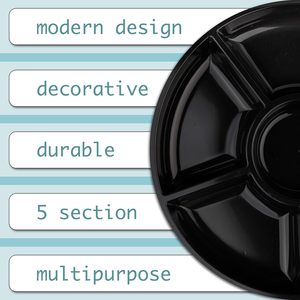 Elegant Black Round Plastic Catering Food Serving Snack Salad Dessert <strong>Candy</strong> Fruit Vegetable Appetizer <strong>Tray</strong> - Product Image 4