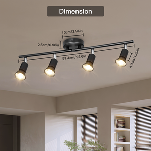 Moderna Lámpara <span class=keywords><strong>de</strong></span> Techo Ajustable <span class=keywords><strong>de</strong></span> Hierro con 4 Focos LED GU10, Temperatura <span class=keywords><strong>de</strong></span> Color 3000K-6000K y CRI 80 <span class=keywords><strong>para</strong></span> Uso Doméstico y Comercial - Product Image 2