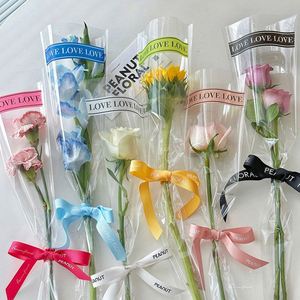 Vente en gros de bouquets de roses imperméables pour la Saint-Valentin, emballage simple, sacs OPP pour fleurs individuelles, prix réduits - Product Image 1