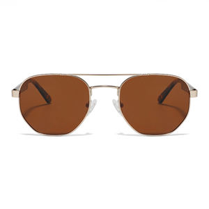 Gafas de Sol de metal de doble puente Logotipo personalizado Gafas de sol polarizadas de templo de acetato de marco redondo de moda de alta calidad - Product Image 4