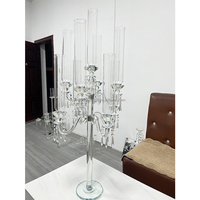 Le plus populaire lustre bougeoir de mariage en cristal clair de haute qualité à 9 bras pour la décoration de table de mariage
