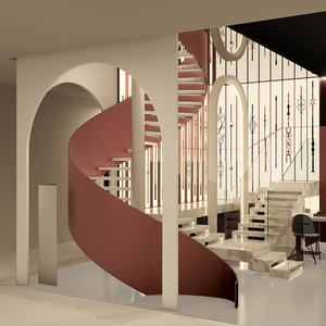Barandilla Curva para <span class=keywords><strong>Escaleras</strong></span> <span class=keywords><strong>con</strong></span> Postes de Acero Inoxidable para <span class=keywords><strong>Escaleras</strong></span> Existentes, <span class=keywords><strong>Escaleras</strong></span> Metálicas Resistentes <span class=keywords><strong>con</strong></span> Iluminación <span class=keywords><strong>LED</strong></span> Moderna - Product Image 1