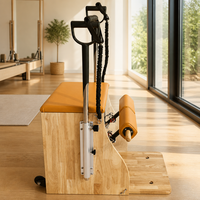 Chaise et Reformer portables en bois de chêne QT, durables, avec poignées et pédale, pour l'entraînement professionnel du corps et du tronc en studio de Pilates