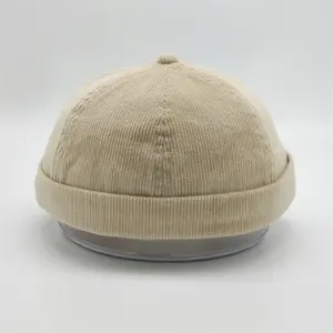 Baseball Hat Factories Wholesale Customized Visorless Corduroy Dad Hat Brimless Baseball Hats Caps With Metal Buckle