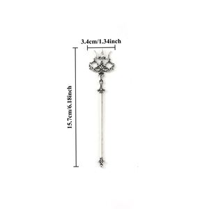 Elegante Horquilla Retro Vikinga Punk con Forma de Hoz y Calavera, Horquilla Gótica Metálica con Forma de Bruja, Accesorios de Moda Noruega - Product Image 2