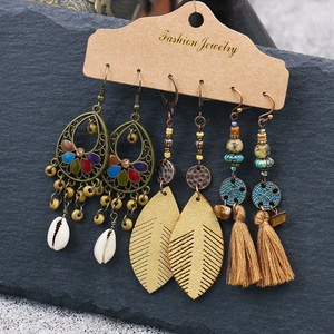 Fashion Jewelry Bohemian <b>Drop</b> Earrings Alloy Antique <b>Bronze</b> Plated Women's Party Dangle Earrings Geometric Pattern - Product Image 2