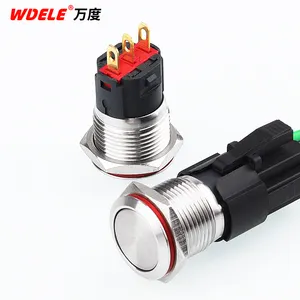 16mm LED light diameter black aluminum anodized metal material push button switch remote control