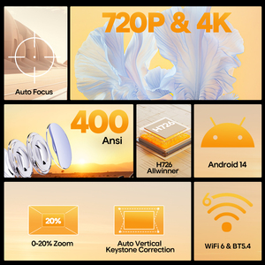 Nuevo Proyector Magcubic HY300MAX Actualizado con Android 14, Resolución Nativa 720P HD, Compatible con 8K, Autoenfoque y WiFi, Mini Portátil para Hogar y Exteriores - Product Image 6