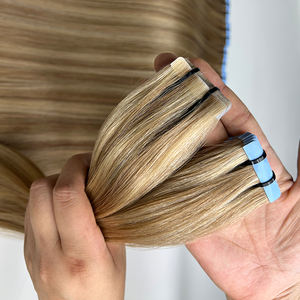 Extensions de cheveux naturels à bandes adhésives double face invisibles et sans couture, lisses, noires, brunes, blondes, pour salon - Product Image 1