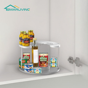 キッチンパントリー用2層ターンテーブルオーガナイザー回転スパイスラックバスルームキャビネット収納カウンタートップオーガナイザーキャビネット - Product Image 1