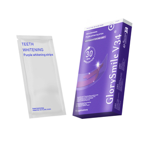 Tiras de Gel <span class=keywords><strong>Blanqueador</strong></span> Dental <span class=keywords><strong>V34</strong></span> Púrpura, Populares, con PAP, para Dientes Sensibles, Sabor a Menta, Blanqueamiento Avanzado, 7 Tratamientos, 12% PAP - Product Image 1