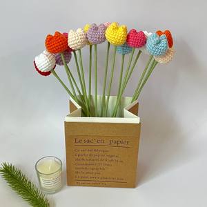 Wholesale Hand-<strong>Knitted</strong> Tulip <strong>Flowers</strong> High-Quatily <strong>Flower</strong> <strong>Crochet</strong> <strong>Flower</strong> Bouquet Home Car Decor Holiday Gifting - Product Image 2