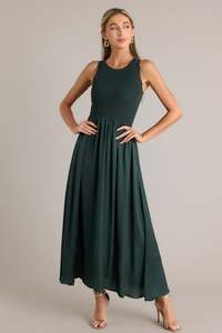 Personalizzato Oem modesto <span class=keywords><strong>donna</strong></span> nuova moda estiva chiesa O collo senza maniche a coste <span class=keywords><strong>verde</strong></span> abito lungo Midi <span class=keywords><strong>abbigliamento</strong></span> femminile - Product Image 2