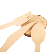 Fourchette à couteau en bois jetable à emporter et ensemble de cuillère à crème glacée couverts individuels en bois pour la nourriture