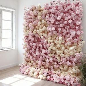 Custom Wedding Hotel <b>Wall</b> Background 3D Rollable <b>Flower</b> <b>Wall</b> Artificial Peony <b>Wall</b> Panel - Product Image 3