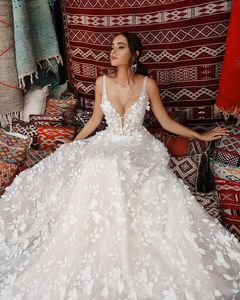 Robe de mariée en dentelle 3D pour femmes, bretelles Spaghetti, appliques en dentelle, robe trapèze, collection <span class=keywords><strong>2022</strong></span> - Product Image 6