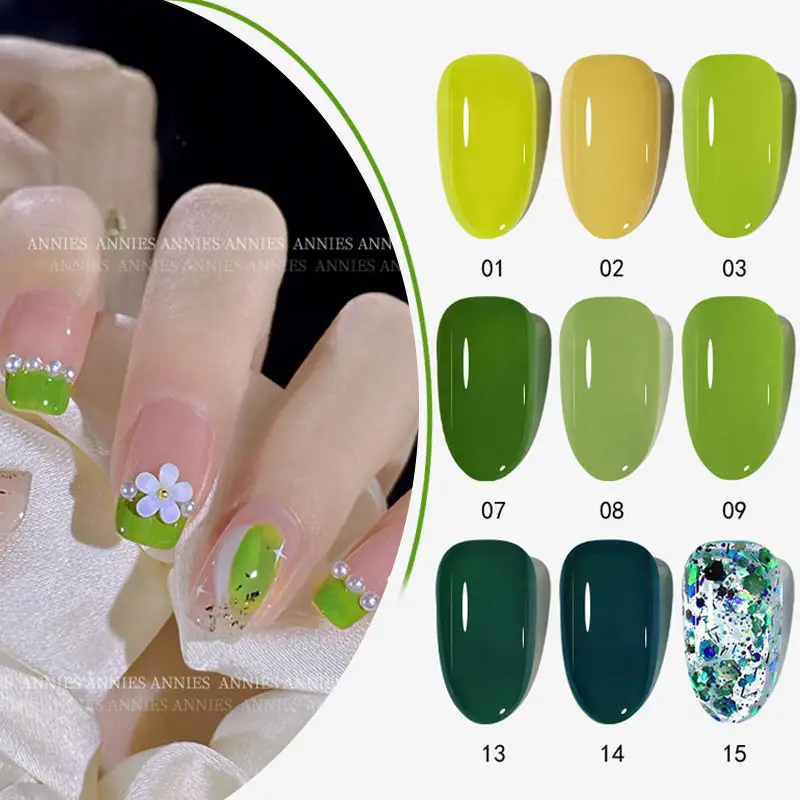 Private Label Premium Natural High Pigmented Green Agate Nail Paint Long Lasting Luxury Uv Gel Nail Polish