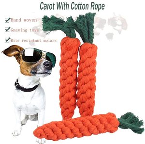 सस्ते सुरक्षित टिकाऊ लट प्यारा दांत सफाई बिल्ली कुत्ता पिल्ला शुरुआती कपास रस्सी चबाना पालतू खिलौने गाजर - Product Image 3